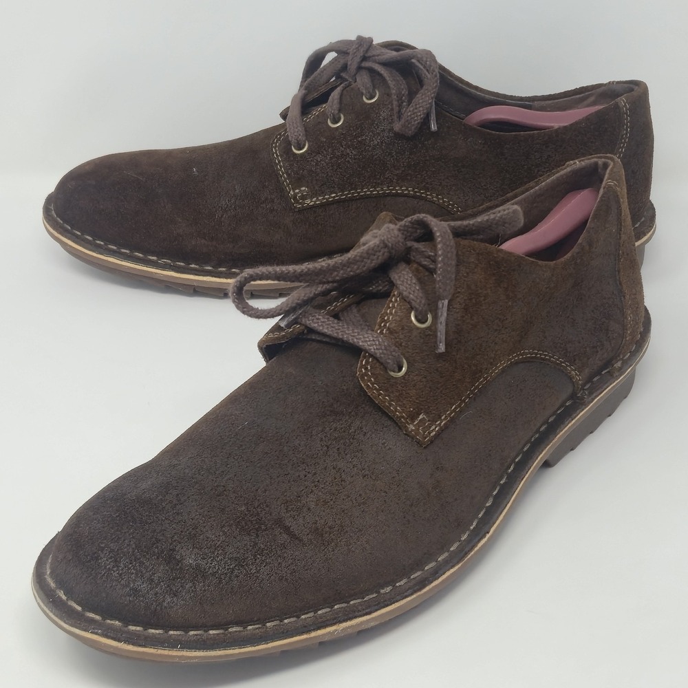 Clarks Men's 13 M Brown Suede Oxford Shoes 82655 Plain Toe Casual Comfort - Picture 11 of 16